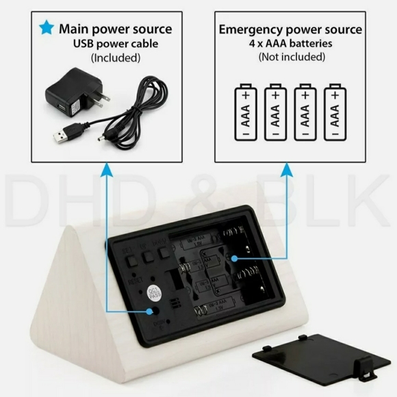 New Modern Wooden Wood Digital LED Desk Clock - Picture 4 of 11